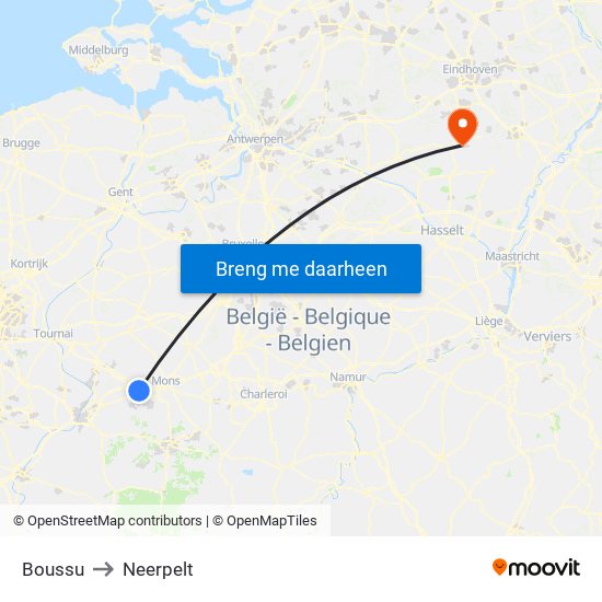 Boussu to Neerpelt map