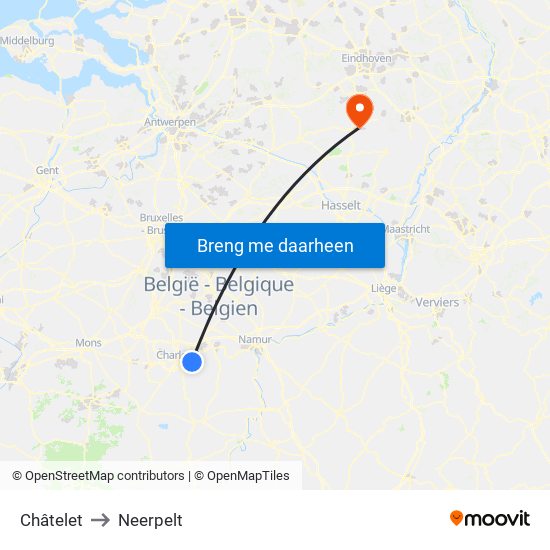 Châtelet to Neerpelt map