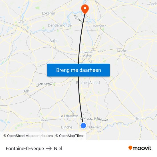 Fontaine-L'Evêque to Niel map
