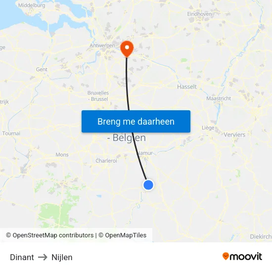 Dinant to Nijlen map