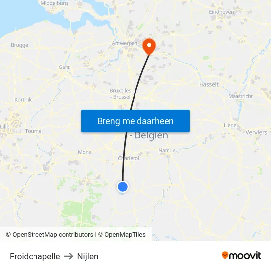 Froidchapelle to Nijlen map