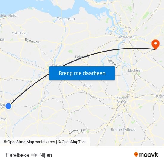 Harelbeke to Nijlen map