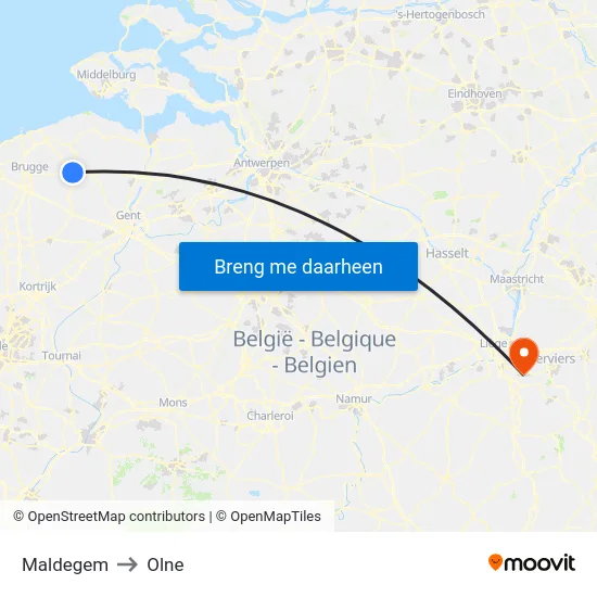 Maldegem to Olne map