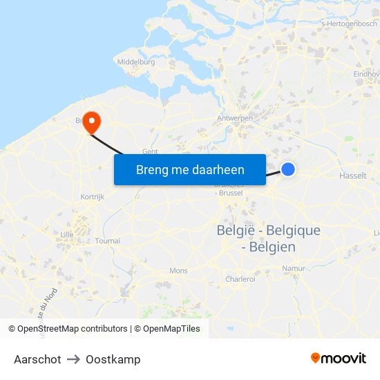 Aarschot to Oostkamp map