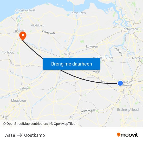 Asse to Oostkamp map