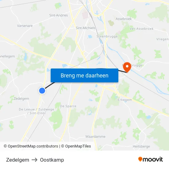 Zedelgem to Oostkamp map