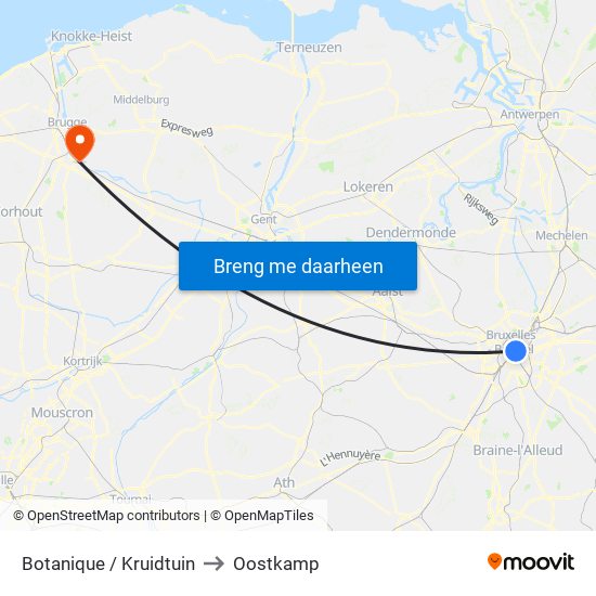 Botanique / Kruidtuin to Oostkamp map