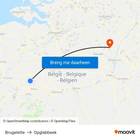 Brugelette to Opglabbeek map