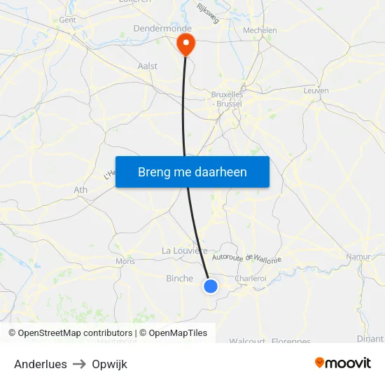 Anderlues to Opwijk map