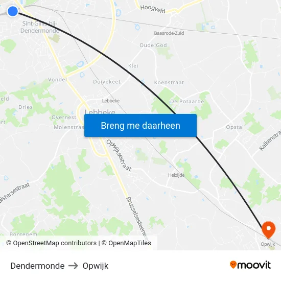 Dendermonde to Opwijk map