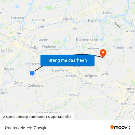 Oosterzele to Opwijk map