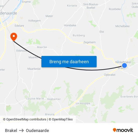 Brakel to Oudenaarde map