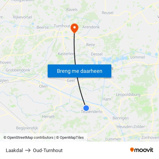 Laakdal to Oud-Turnhout map