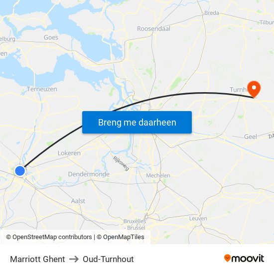 Marriott Ghent to Oud-Turnhout map