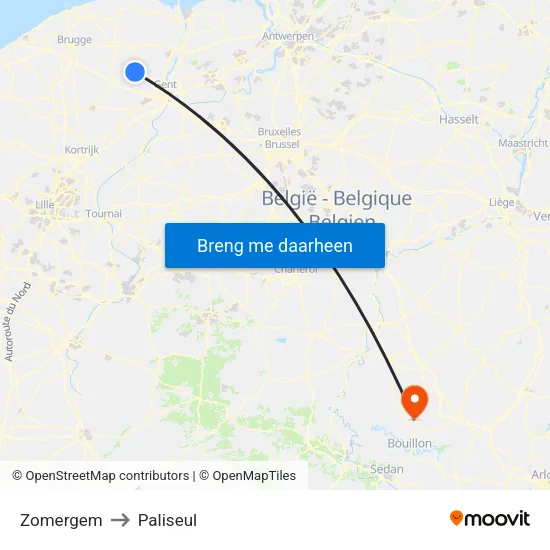 Zomergem to Paliseul map