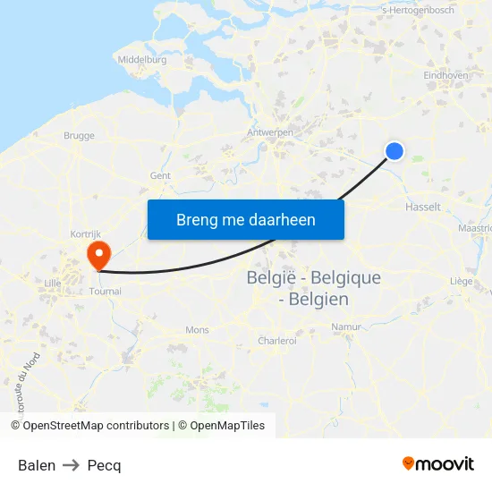 Balen to Pecq map