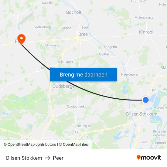 Dilsen-Stokkem to Peer map