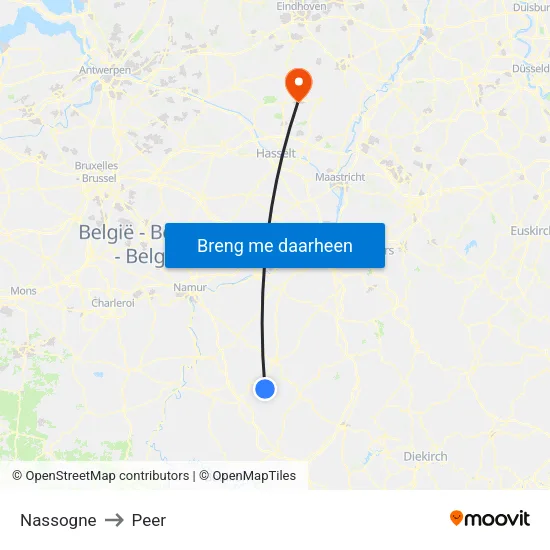 Nassogne to Peer map