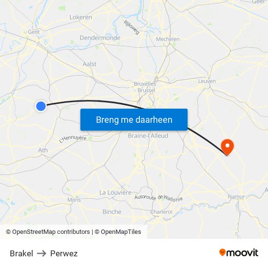 Brakel to Perwez map