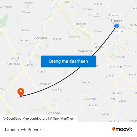 Landen to Perwez map