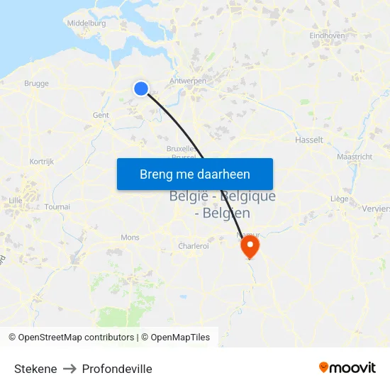 Stekene to Profondeville map