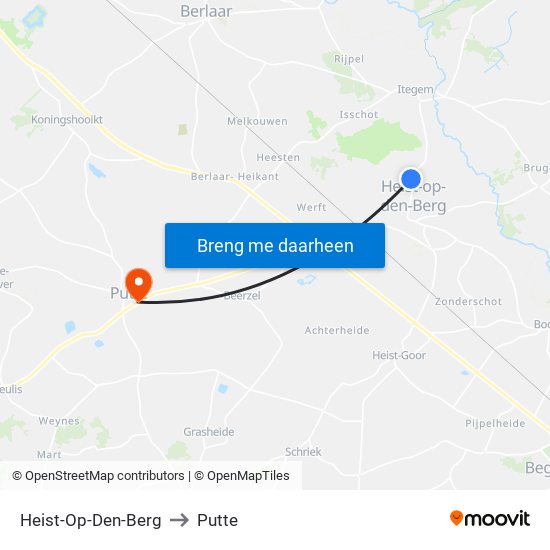 Heist-Op-Den-Berg to Putte map