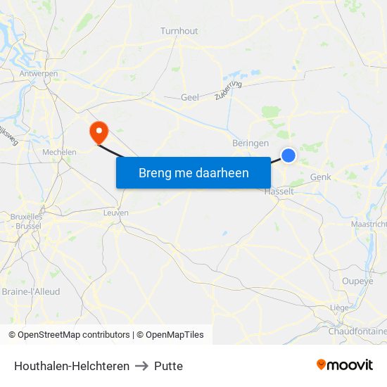 Houthalen-Helchteren to Putte map