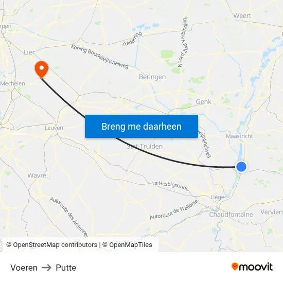 Voeren to Putte map