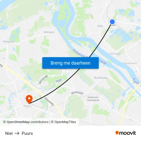 Niel to Puurs map