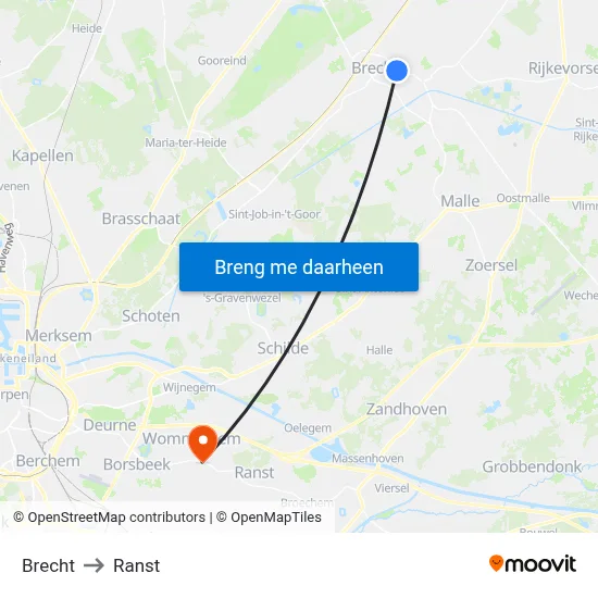 Brecht to Ranst map