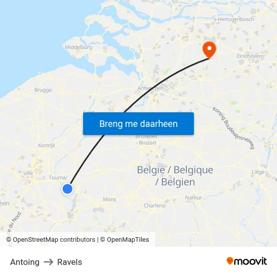Antoing to Ravels map