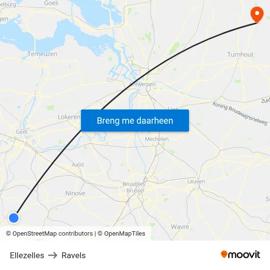 Ellezelles to Ravels map