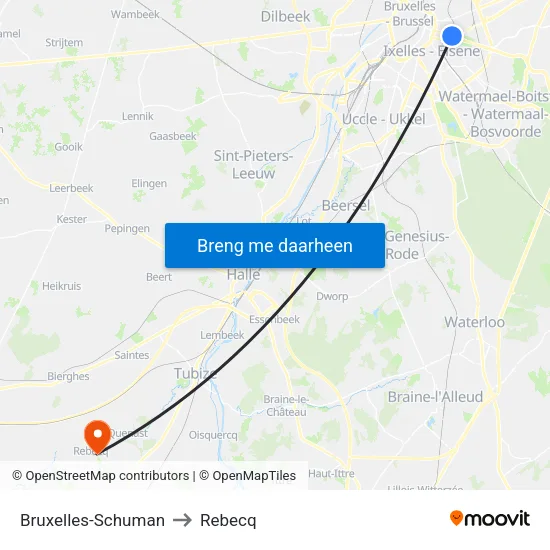 Bruxelles-Schuman to Rebecq map