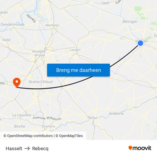 Hasselt to Rebecq map