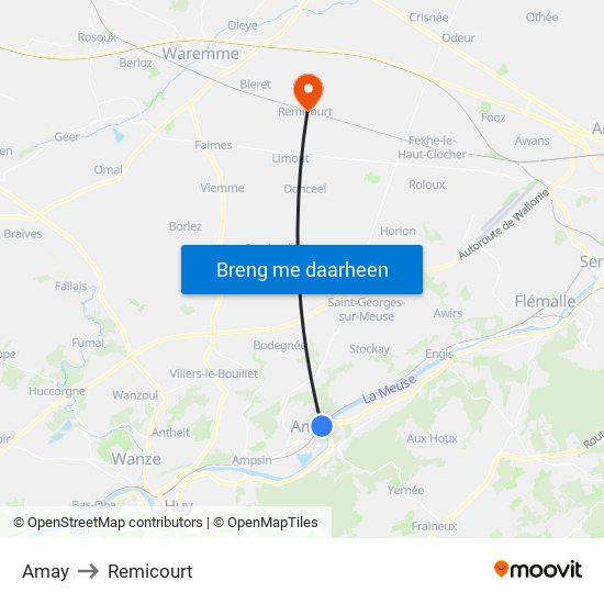 Amay to Remicourt map