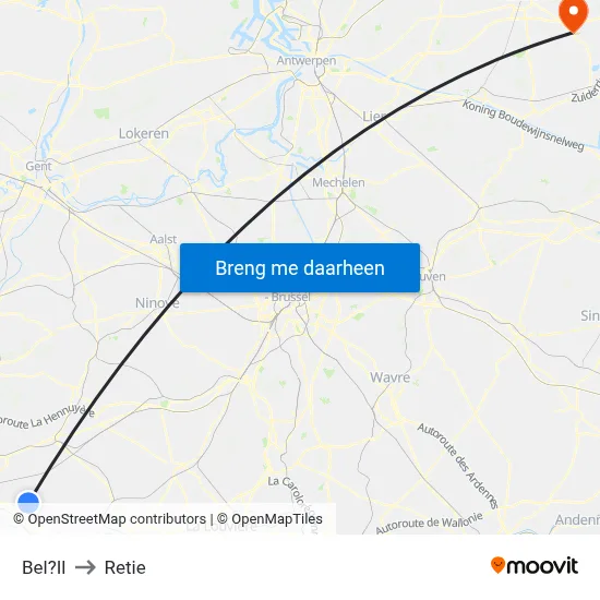 Bel?Il to Retie map