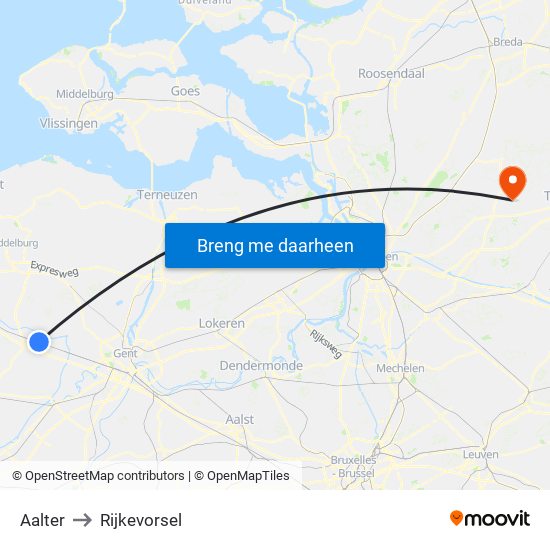 Aalter to Rijkevorsel map