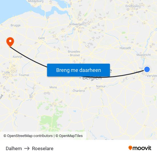 Dalhem to Roeselare map