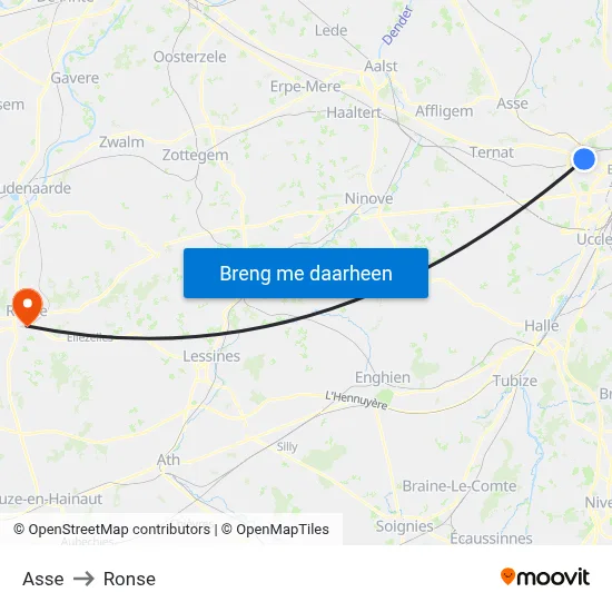 Asse to Ronse map