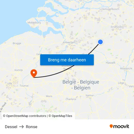 Dessel to Ronse map