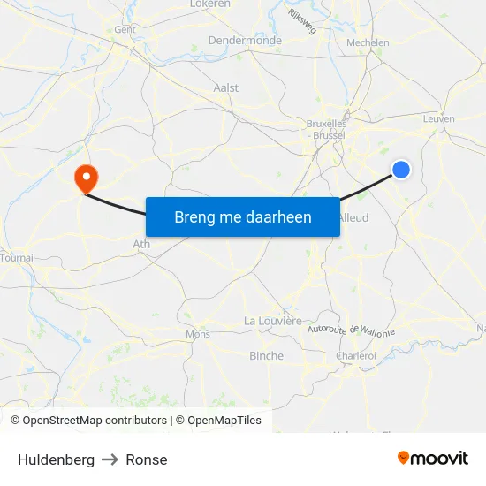 Huldenberg to Ronse map