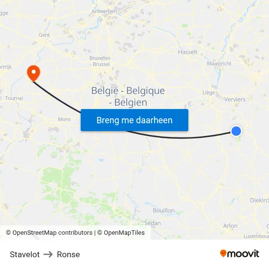 Stavelot to Ronse map