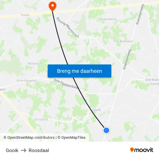 Gooik to Roosdaal map