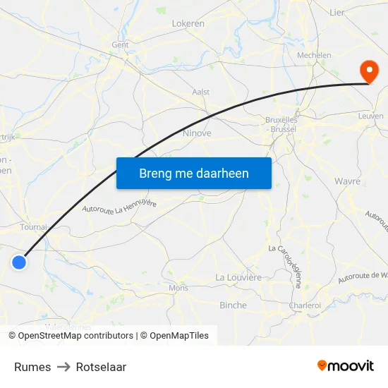 Rumes to Rotselaar map
