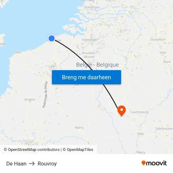 De Haan to Rouvroy map