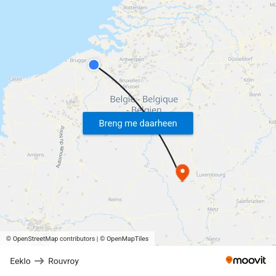 Eeklo to Rouvroy map