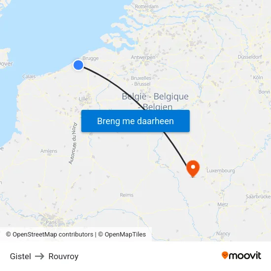 Gistel to Rouvroy map