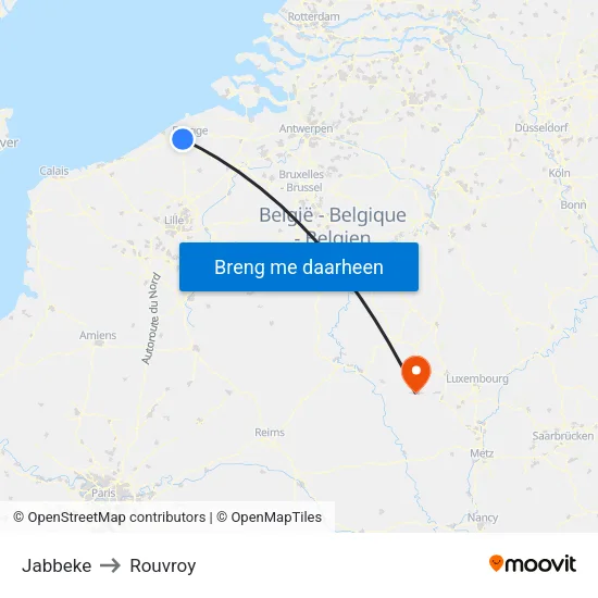 Jabbeke to Rouvroy map