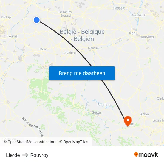 Lierde to Rouvroy map