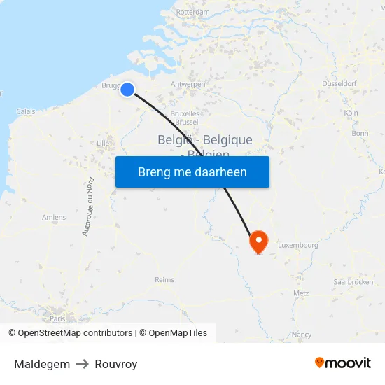 Maldegem to Rouvroy map
